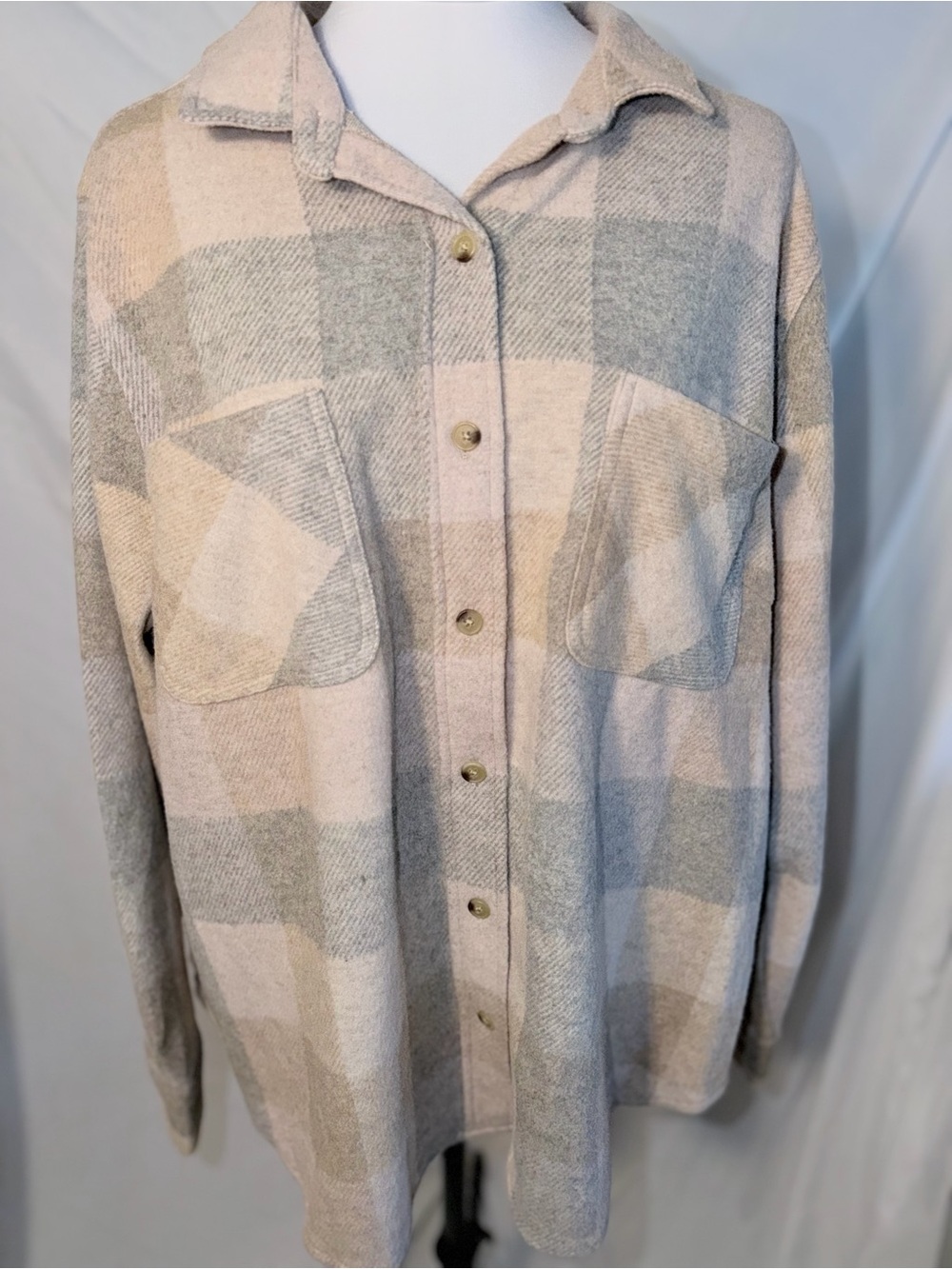 NWT BeachLunchLounge Savi Plaid Shacket Flannel 1X Sepia Rose